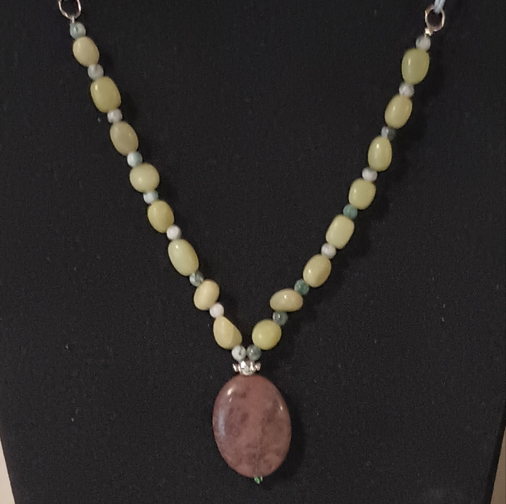 Glass Lampwork Bead Necklace / Mix Of Glass, Acrylic, Gemstones Beads - Picture 4 of 12